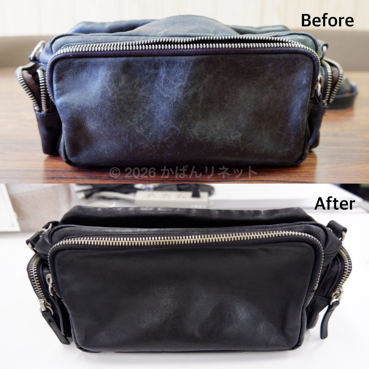 職人の技術で汚れが落ち、綺麗に蘇ったバッグ