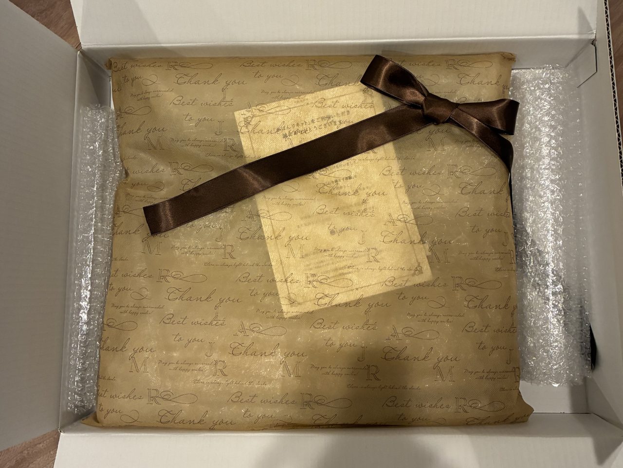 お客様にお送りした丁寧なラッピング済みのバッグ