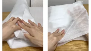 発泡ポリエチレンシートを丸める工程