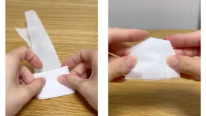 不織布で耳のパーツを作る工程