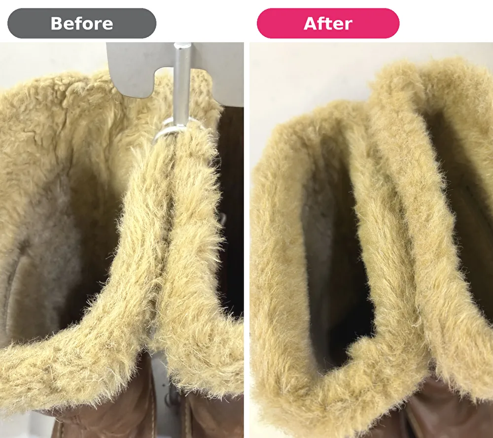 クリーニングでムートンブーツの内側がふわふわになったビフォーアフター